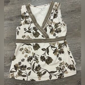 Croft & Barrow Floral Tank Top Brown Beige Medium